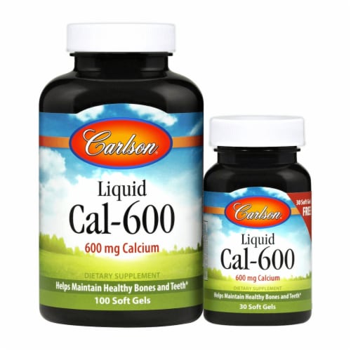 Carlson Liquid Cal-600 600 mg 100+30 Sgels Perspective: front