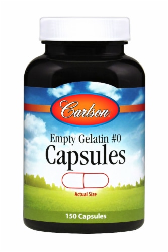 Carlson® Empty Gelatin #0 Medium Capsules Perspective: front