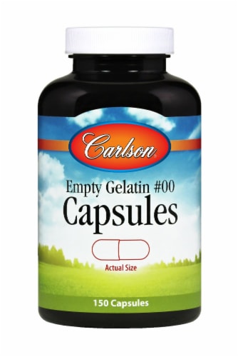 Carlson® #00 Large Empty Gelatin Capsules Perspective: front