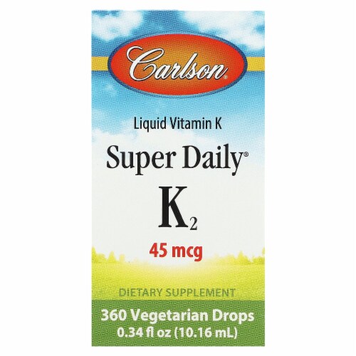 Carlson Liquid Vitamin K Super Daily K2 45 mcg - 0.34 fl oz (10.16 ml) Perspective: front