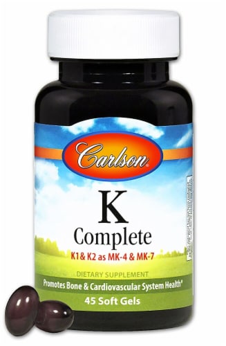 Carlson  K Complete K1 & K2 as MK-4 & MK-7 Supplements Perspective: front
