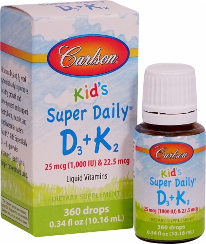 Carlson  Kid's Super Daily® D3 plus K2 Perspective: front