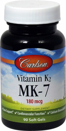 Carlson Vitamin K2 MK-7 Soft Gels 180mcg Perspective: front