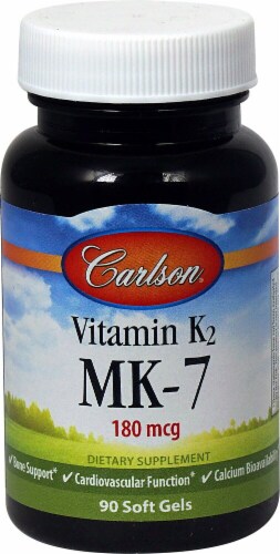 Carlson Vitamin K2 MK-7 Soft Gels 180mcg Perspective: front