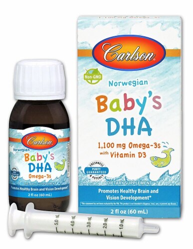 Carlson Norwegian Baby's DHA Omega-3s with Vitamin D3 Liquid 1100mg Perspective: front
