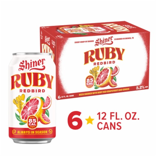 Shiner Ruby Redbird Fruited Lager Craft Beer Perspective: front