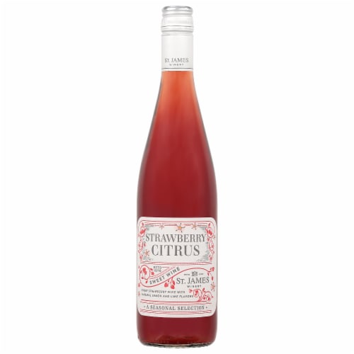 St. James Winery American Strawberry Citrus Sweet Wine Perspective: front