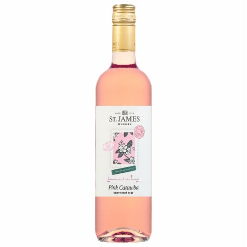 St. James Winery Pink Catawba Missouri Rose Wine Perspective: front