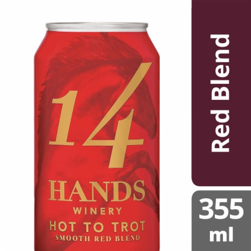 14 Hands Hot To Trot Smooth Red Blend Wine Can Perspective: front