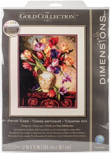 Dimensions Gold Collection Parrot Tulips Counted Cross Stitch Kit-12 X15