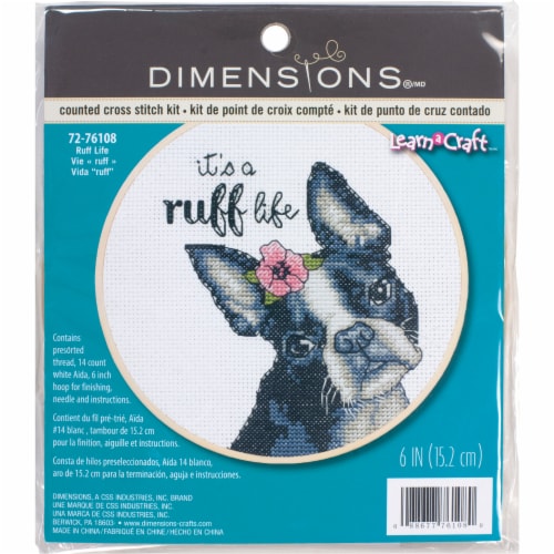 Dimensions Counted Cross Stitch Kit 6 Round-Ruff Life Perspective: front