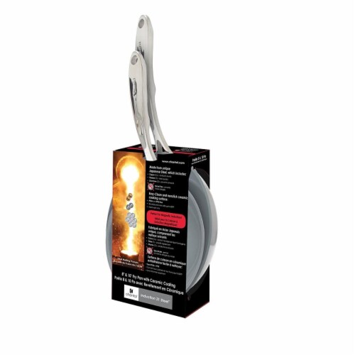 Chantal Cookware SLIN-2024C 8 -10 in. Induction 21 Steel Ceramic Coated Fry Pan Set, Brushed Perspective: front