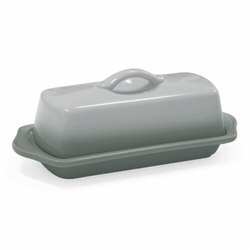 Chantal Ceramic Full-Size Butter Dish - Fade Gray Perspective: front