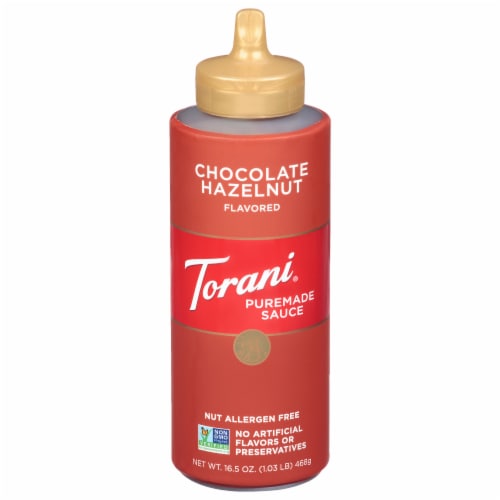 Torani® Chocolate Hazelnut Flavored Puremade Sauce Perspective: front