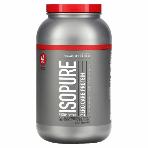 Isopure, Zero Carb 100% Whey Protein Isolate, 25g Protein Powder, Strawberries & Cream, 3 lb Perspective: front
