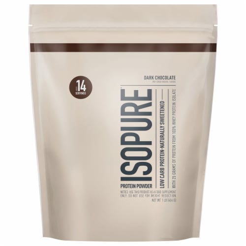 ISOPURE® Low Carb Natural Dark Chocolate Protein Powder Perspective: front