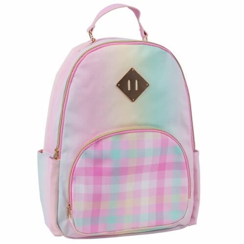 A.D. Sutton All Vinyl Ombre Plaid Backpack Perspective: front