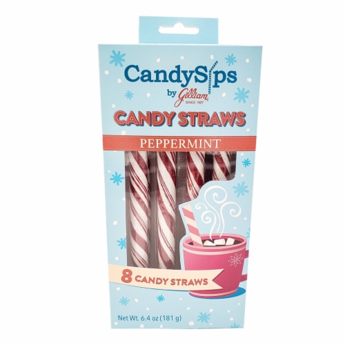 CandySips Candy Straws, Peppermint, 8 Straws, Pack of 2