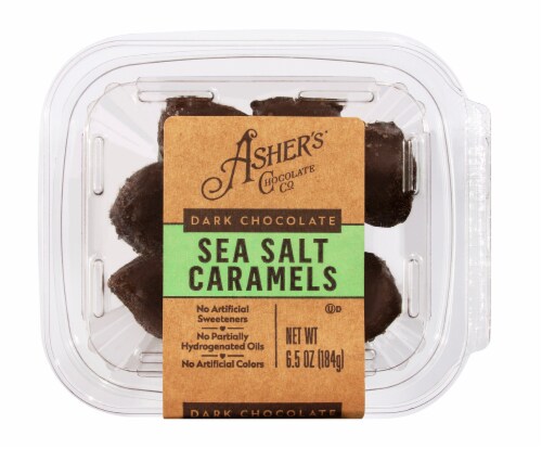 Asher's Chocolate Dark Chocolate Sea Salt Caramels Perspective: front
