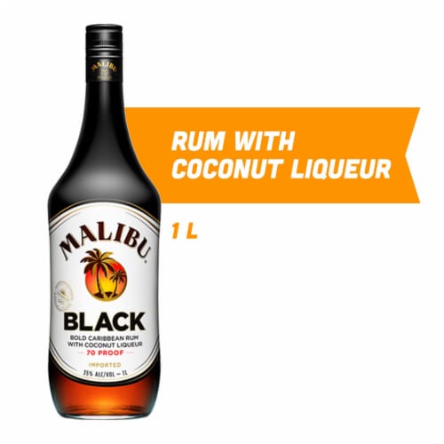 Malibu® Black Bold Caribbean Rum with Coconut Perspective: front