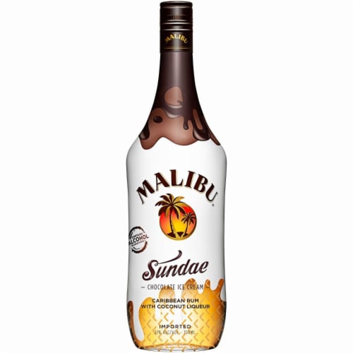 Malibu Sundae Chocolate Ice Cream Caribbean Rum with Coconut Liqueur Perspective: front