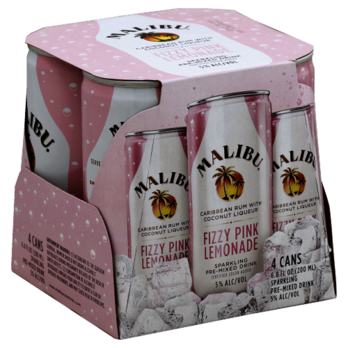 Malibu Fizzy Pink Lemonade Sparkling Pre-Mixed Drink Perspective: front