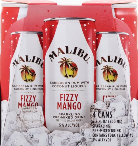 Malibu Fizzy Mango Pre Mixd Drink Perspective: front