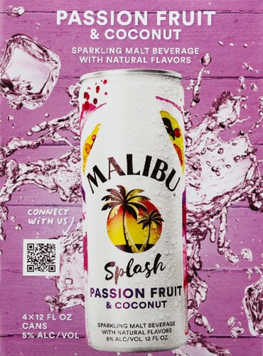 Malibu Splash Passion Fruit & Coconut Flavored Hard Beverage Perspective: front