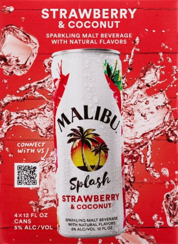 Malibu Splash Strawberry Sparkling Hard Seltzer Perspective: front