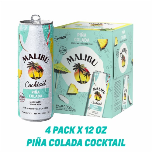Malibu Pineapple & Coconut Pina Colada Ready To Drink Cocktail Can Perspective: front
