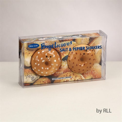 Rite Lite SBG-SP Bagel Salt & Pepper Shakers, Ceramic, Set Of 2, Gift Box - 2 ft. Perspective: front