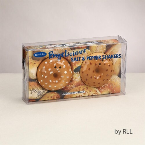 Rite Lite SBG-SP Bagel Salt & Pepper Shakers, Ceramic, Set Of 2, Gift Box - 2 ft. Perspective: front