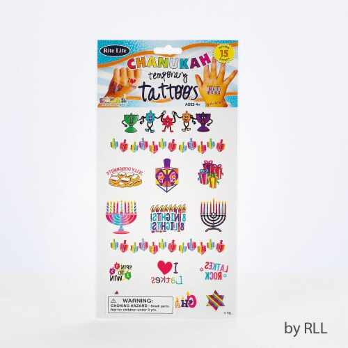 Rite Lite Chanukah Temporary Tattoos Perspective: front
