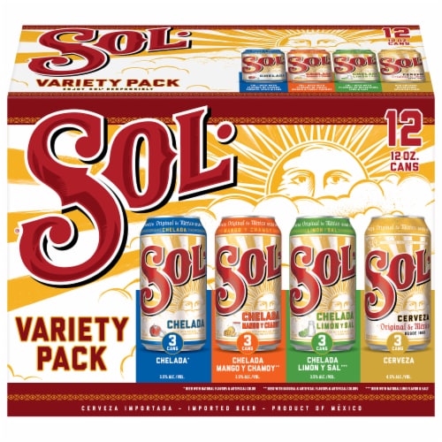 Sol Imported Mexican Beer Cans Variety Pack Perspective: front