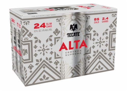 Tecate Alta Mexican Lager Beer, 24 Pack, 12 fl oz Slim Cans Perspective: front