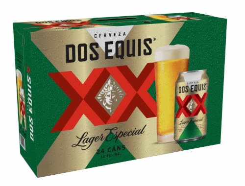 Dos Equis Mexican Lager Beer Cans Perspective: front