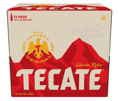 Tecate Original Mexican Lager Imported Beer Perspective: front