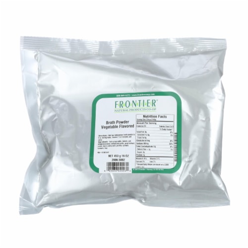 Frontier Natural Products Co-op Herb Vegetable Flavored Broth Powder Perspective: front