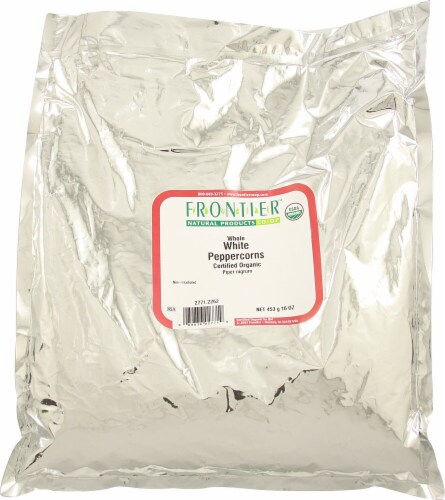 Frontier Organic White Peppercorns Perspective: front