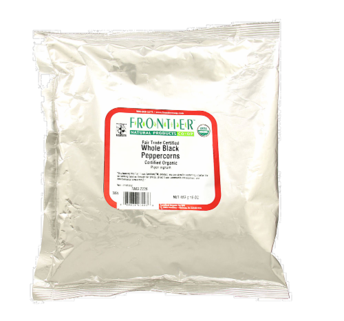 Frontier Organic Whole Black Peppercorns Perspective: front