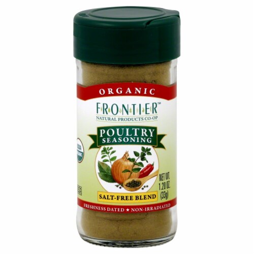 Frontier Organic Poultry Seasoning Salt-Free Blend Perspective: front