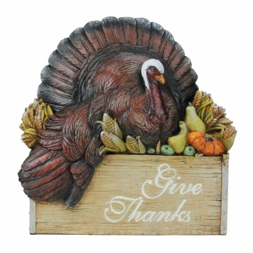 Roman 10.5 Joseph Studio s Thanksgiving Turkey in a Crate Tabletop Decoration Perspective: front