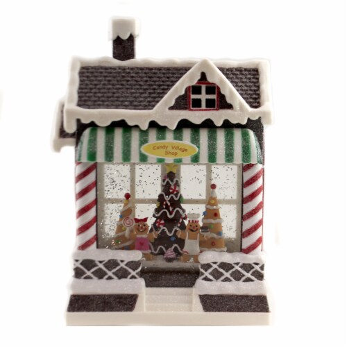 Christmas Gingerbread House Swirl LED Plastic Candy Village Shop 133338 Perspective: front