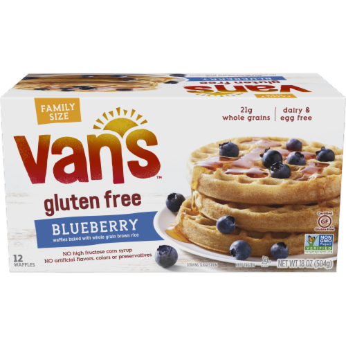 Van's Gluten Free Blueberry Waffles Family Size 12 Count Perspective: front
