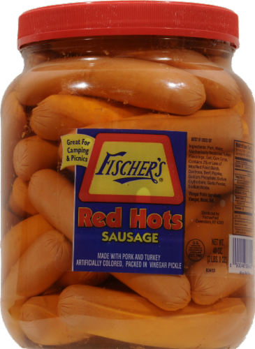 Fischer's Red Hots Sausage Perspective: front