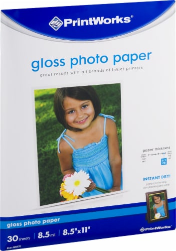 PrintWorks Glossy Photo Paper - 30 Pack - White Perspective: front