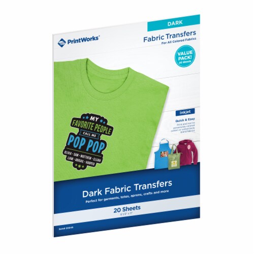 Printworks Dark T-Shirt Transfers for Inkjet Printers, Prints, 20 ...