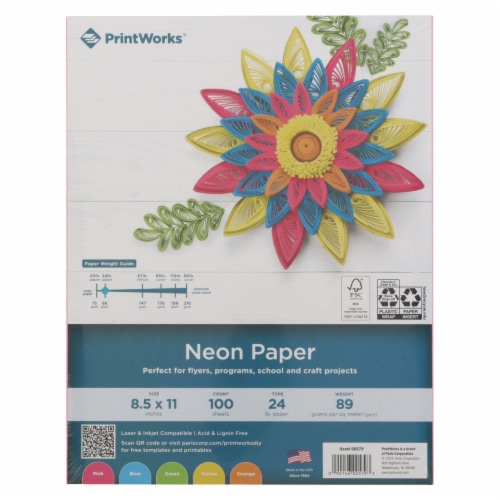 Printworks® Multi-Colored Paper - 100 Pack - Neon, 8.5 in x 11 in - Kroger