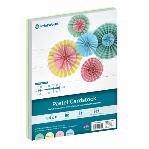 Printworks® Multi-Colored Cardstock - 50 Pack - Pastel, 8.5 in x