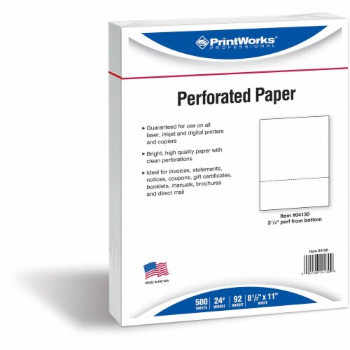 PrintWorks Professional Pre-Perforated Paper for Invoices, Statements, Gift Certificates & More - 92 Brightness - Letter - 8 1/2 PrintWorks Professional Pre-Perforated Paper for Invoices, Statements, Gift Certificates & More - 92 Brightness - Letter - 8 1/2